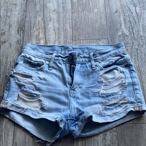 Denim ripped high waisted shorts
